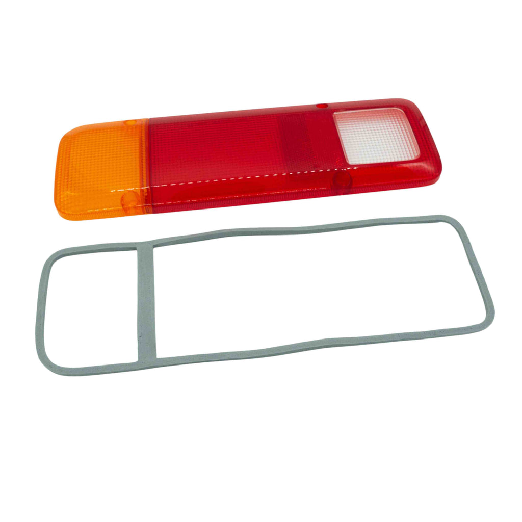 Complete right tail light unit with sealing gasket for Honda Acty HA3, HA4 models from 1990 to 1999, featuring clear reverse light section and vibrant color differentiation for road compliance.