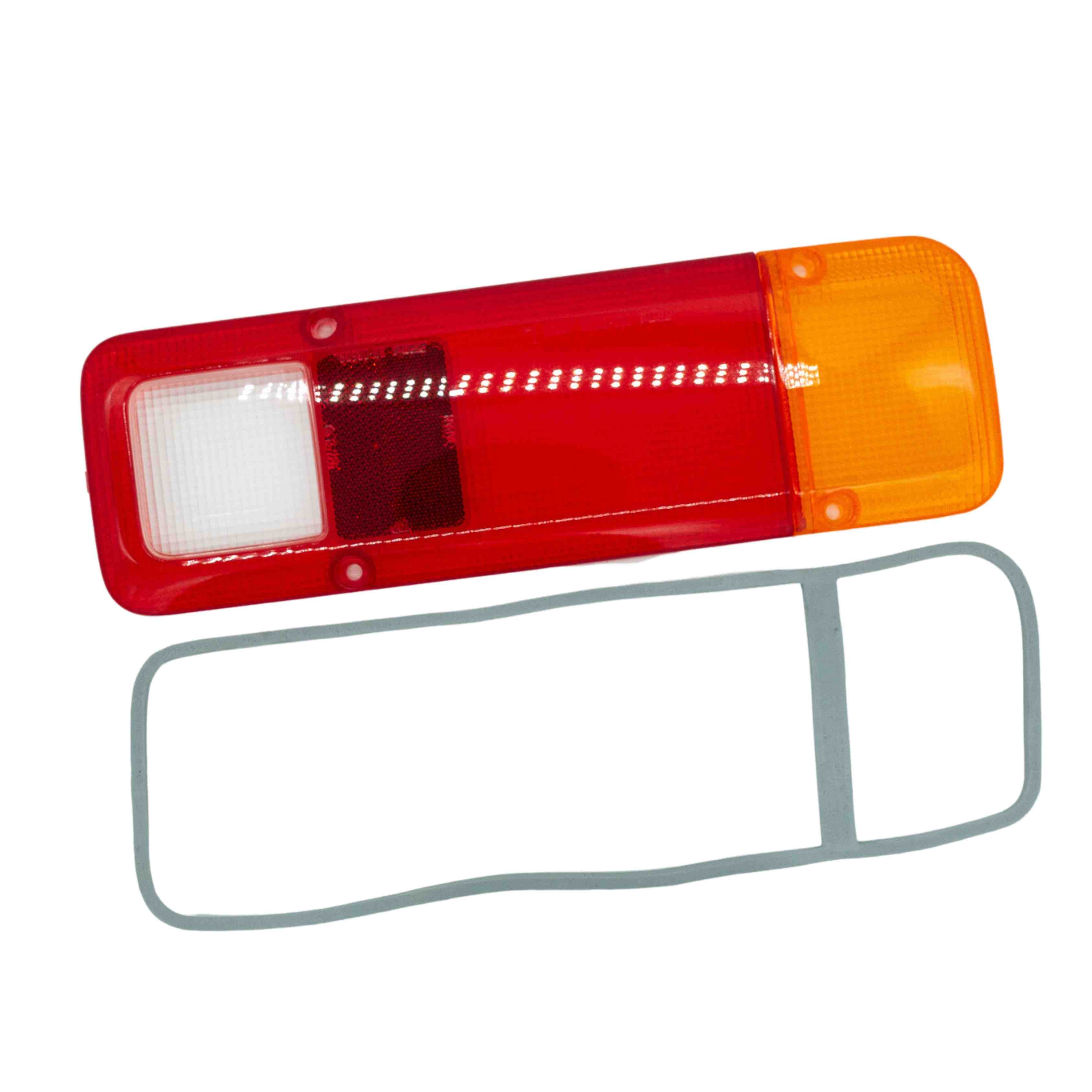 Honda Acty Truck HA3, HA4 1990-1999 left-side tail light assembly with gasket, showcasing red, white, and amber lenses for safety and visibility, ready for installation.