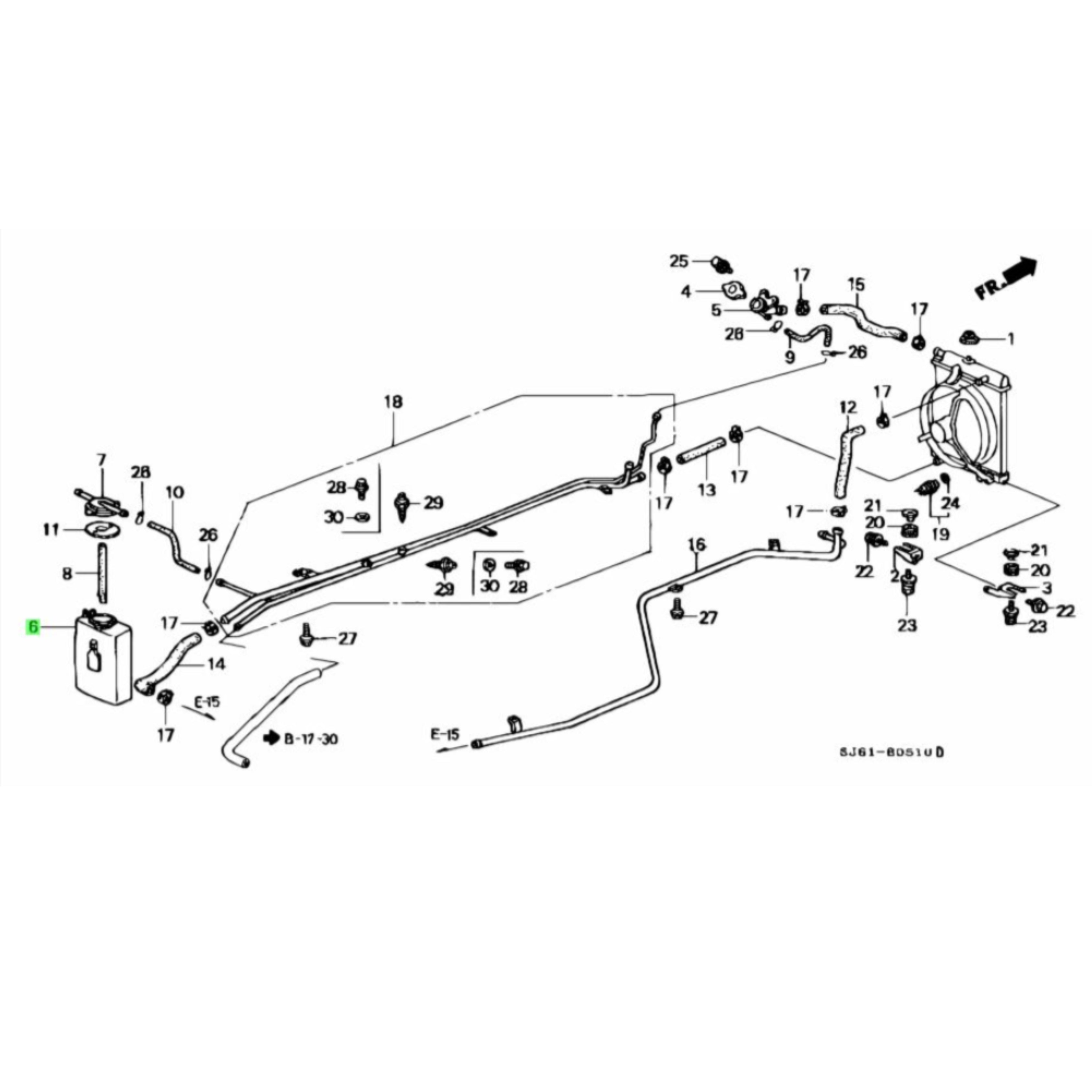 Honda Acty Truck Cooling System Diagram with Reserve Tank | Detailed Part Schematic for HA3, HA4 | Exclusive at Oiwa Garage.