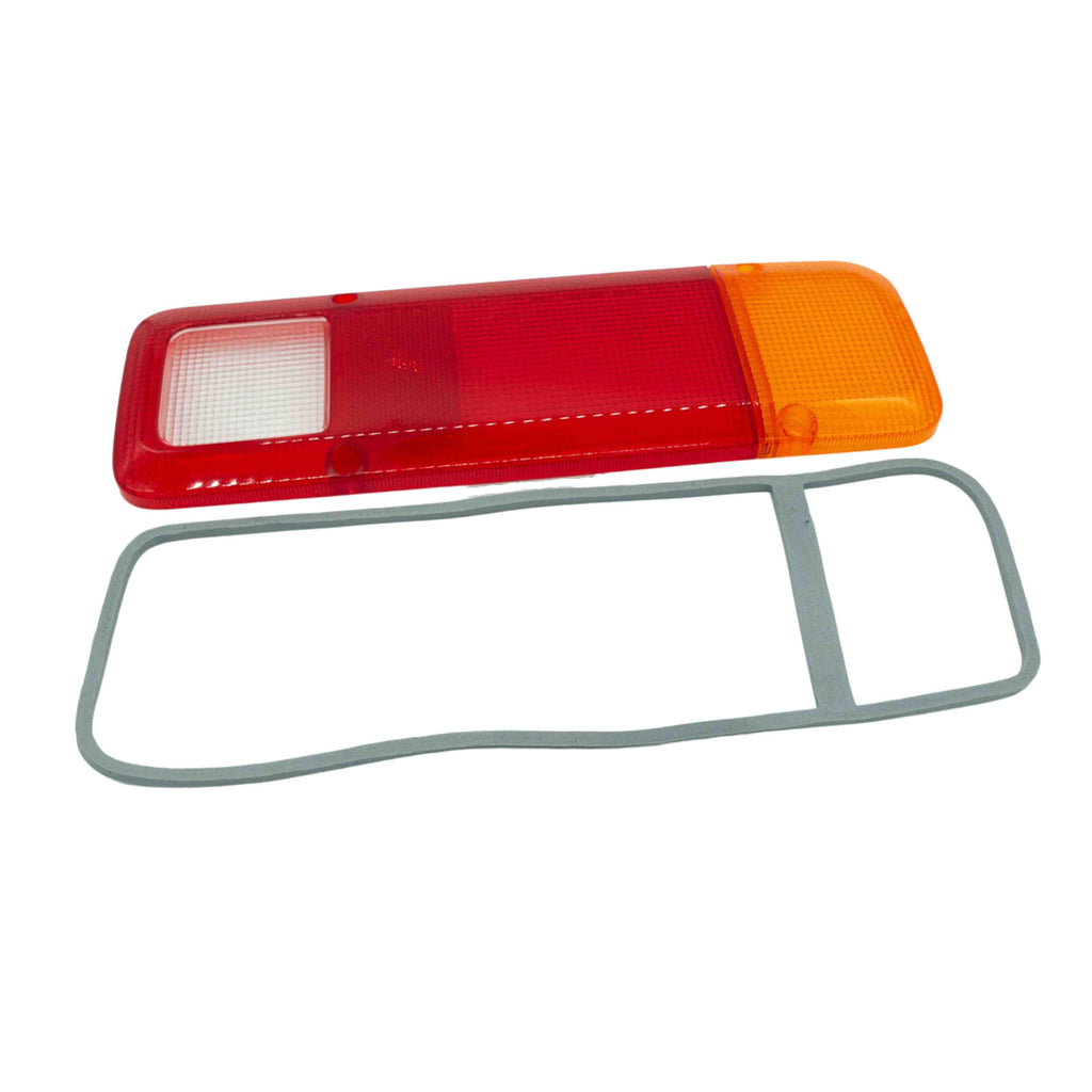 Complete left tail light unit with sealing gasket for Honda Acty HA3, HA4 models from 1990 to 1999, featuring clear reverse light section and vibrant color differentiation for road compliance.