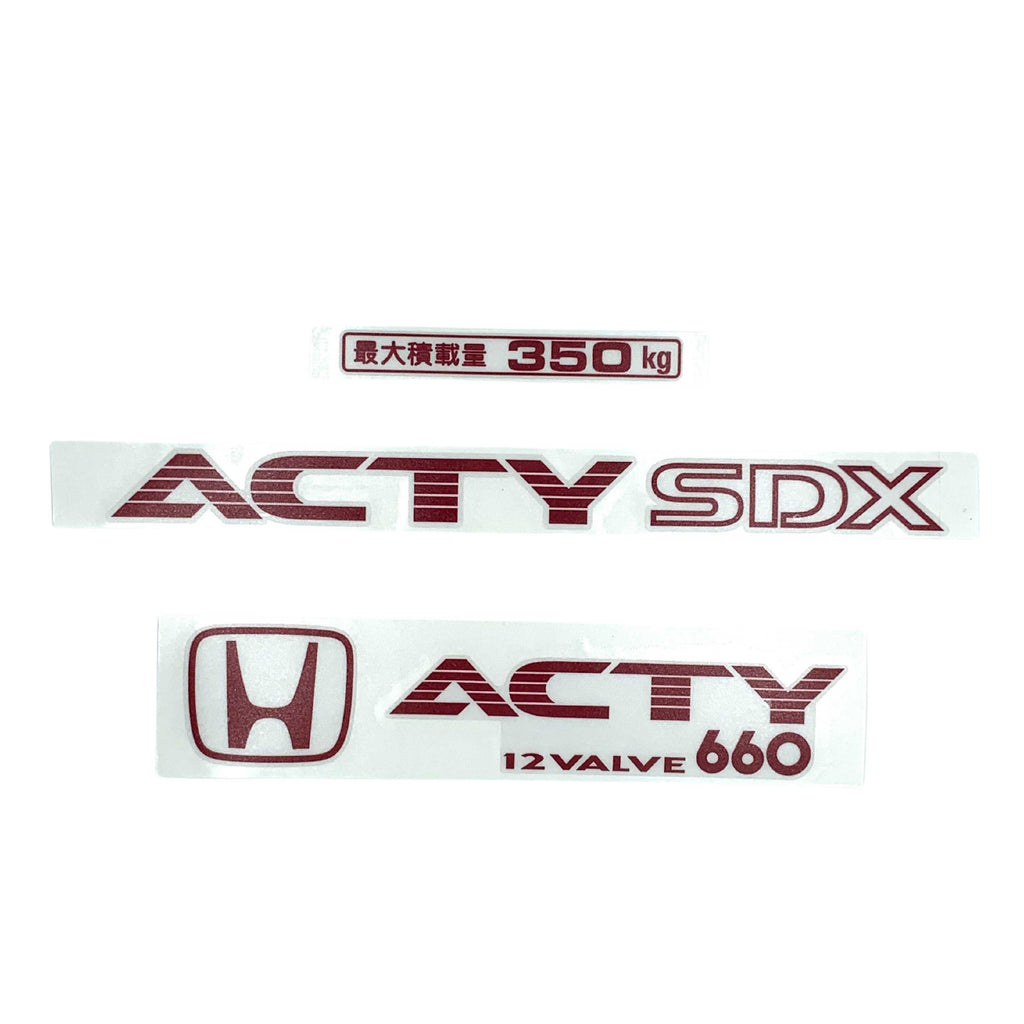 High-quality Honda Acty Replica Decals in OEM Grey displayed on a White background - Perfect for JDM Mini Truck customization and upgrades