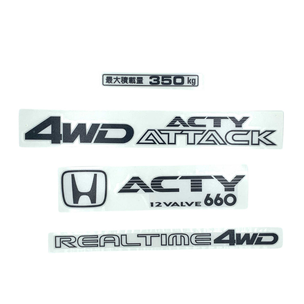 "High-quality Honda Acty Replica Decals in OEM Grey, displayed on a white background - Perfect for JDM Mini Truck customization and upgrades"