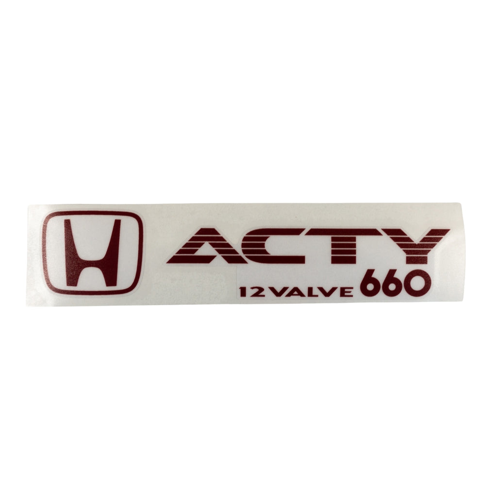 igh-quality Honda Acty Replica Decals in OEM Red displayed on a White background - Perfect for JDM Mini Truck customization and upgrades