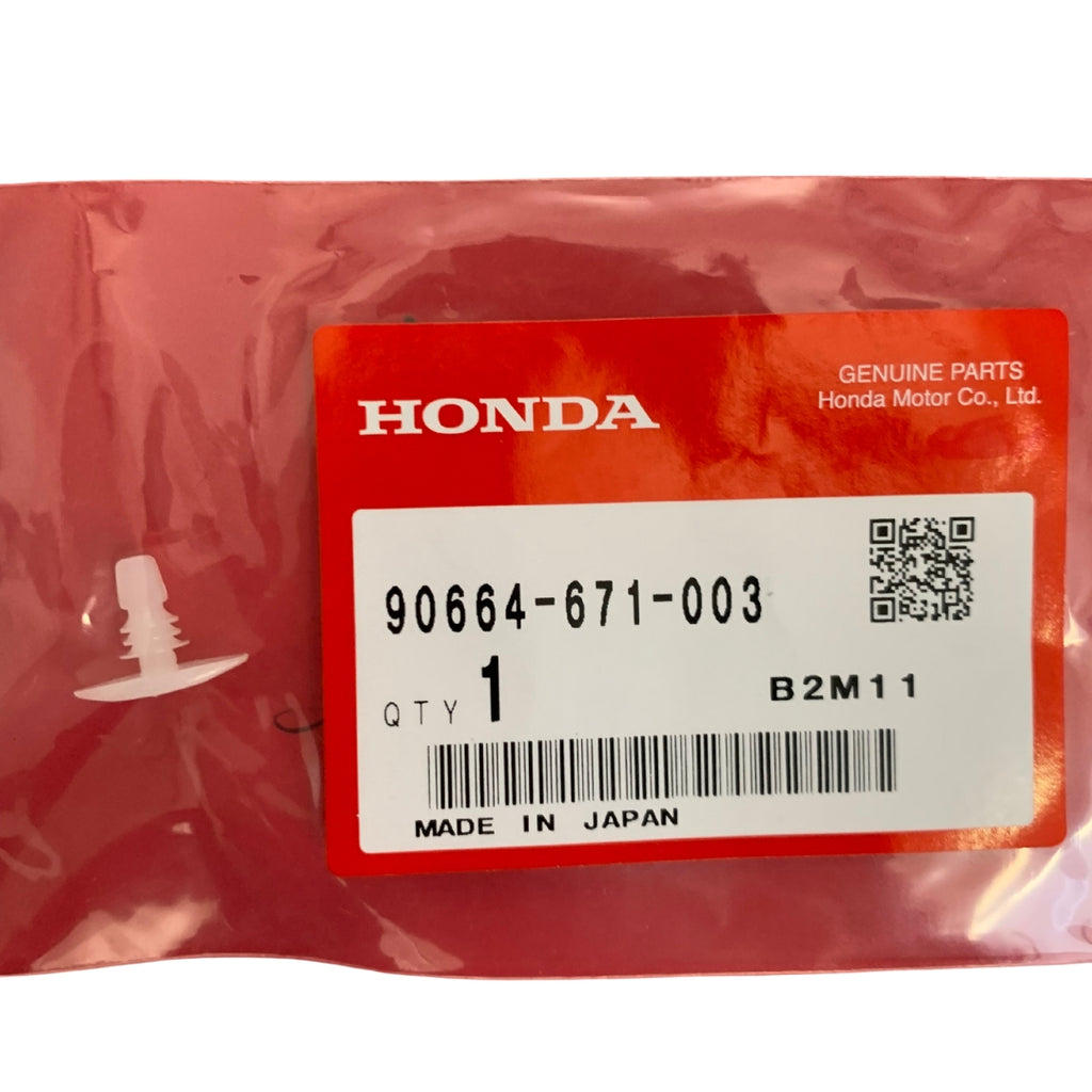 Authentic Honda Canoe Clip for Weather Stripping - OEM Part No. 90664-671-003 for HA3, HA4 Honda Acty Trucks 1990-1999 - Genuine Japanese-Made Accessory from Oiwa Garage.