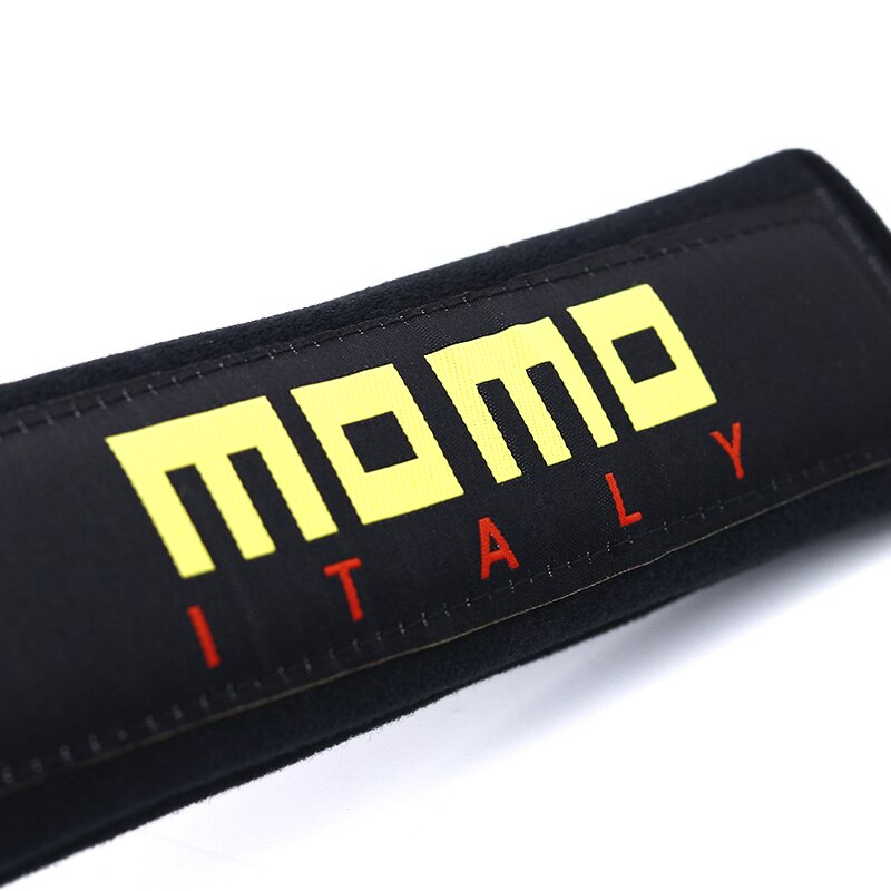 MOMO Style Seatbelt Cover Set for Kei Trucks - Black - Comfortable, Embroidered Cotton, Universal Fit, Easy to Install, Stylish Protection