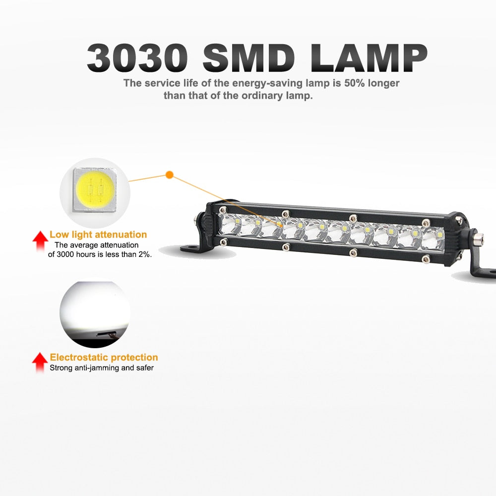 Crisp White 6000K LED Light Bar - 13" Ultra Slim - Designed for Enhanced Visibility