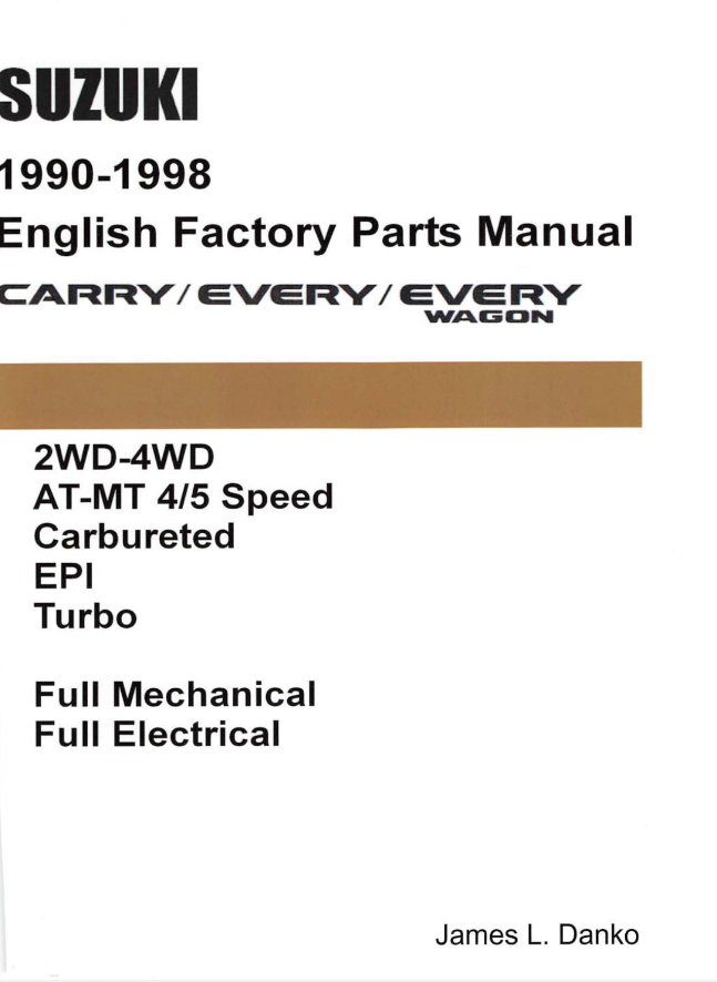 Suzuki Carry, Every, Every Wagon 1990-1998 Factory Parts Manual - essential resource for mini truck mechanics & DIY enthusiasts, expert maintenance guide