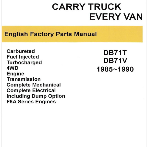 1985-1990 Suzuki Carry & Every Parts Catalog DB71T/DB71V | Oiwa Garage