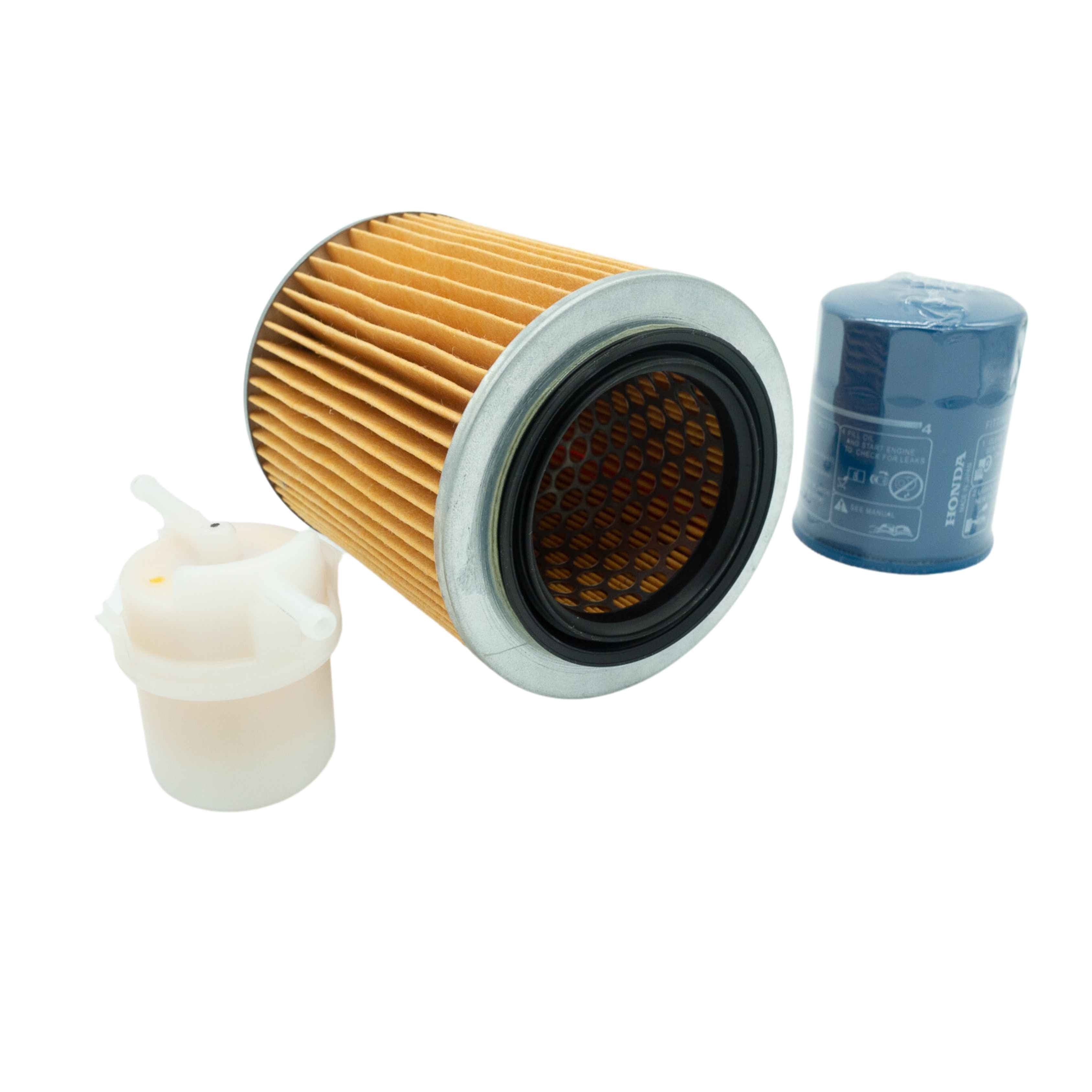 Complete 3-piece filter kit for Honda Acty Truck models HA3, HA4, HA2, HA1 (1990-1998), featuring air filter, oil filter, and coolant reservoir for optimal vehicle maintenance